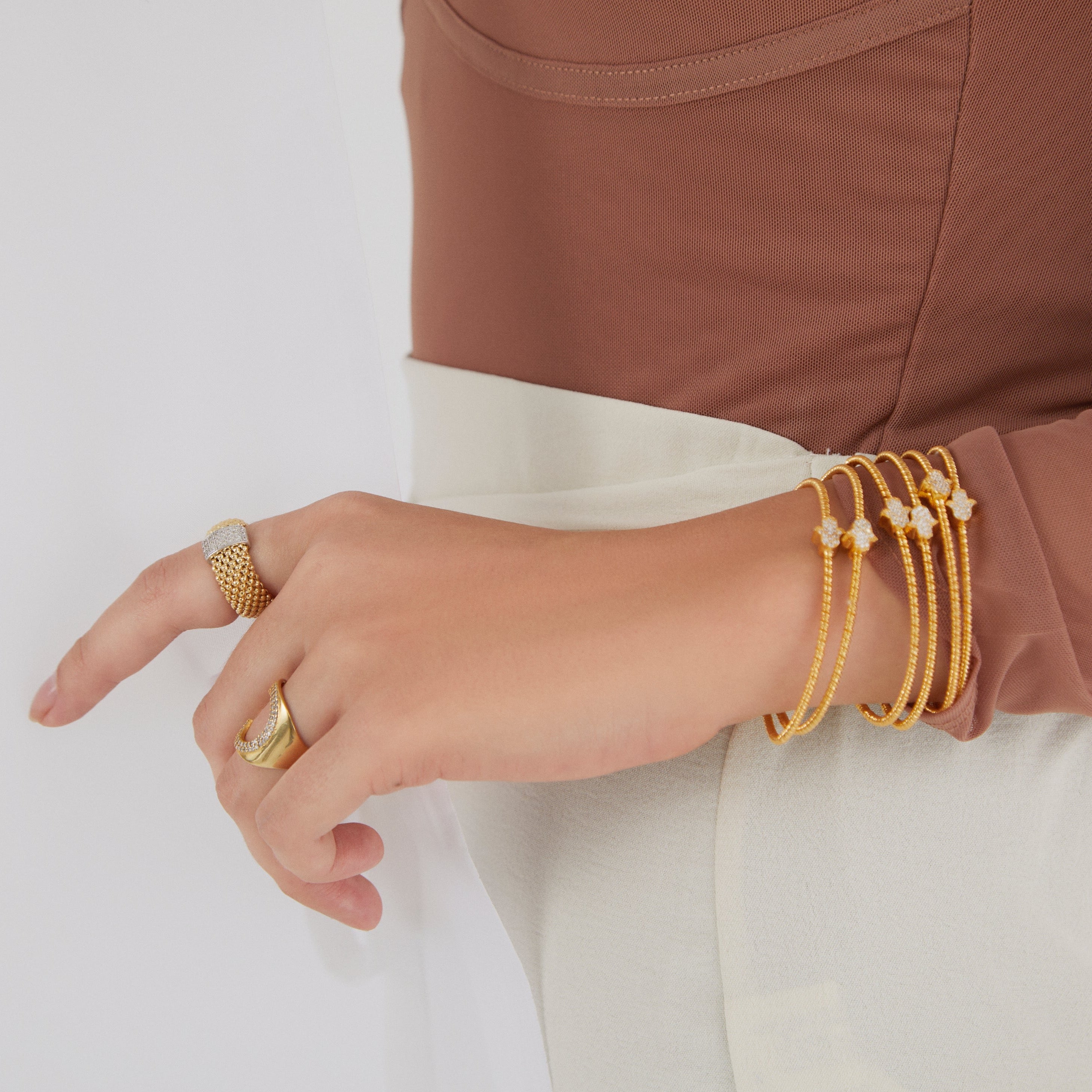 Protect | The Khamsa Bangle | Gold Vermeil